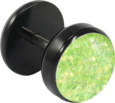 Produktbild von Fake Plug Ohrstecker schwarz Glitterline in verschiedenen Farben und Größen Farbe - Grün Größe - 6 mm