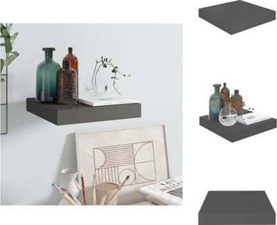 Obrázek produktu pro vidaXL Plovoucí police ve vysokém lesku šedá 23x23,5x3,8 cm MDF - Nástěnné police