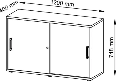 Obrázok produktu pre Skriňa s posuvnými dverami 1752S SG, 2 OH 120 x 40 x 74,8 cm (ŠxHxV)
