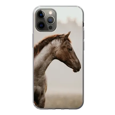 Produktbild von MuchoWow® Handyhülle Schutzhülle Hülle für iPhone 13 Pro Pferd - Nebel - Natur Silikon Softcase Handy Hülle - Handy-Tasche