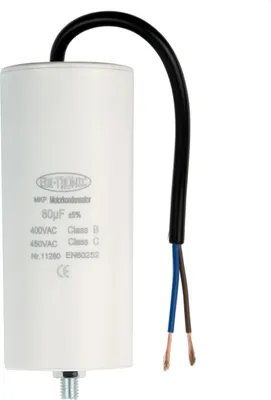 Produktbild von MKP Motorkondensator, Arbeitskondensator Anlaufkondensator Kondensator 450V - Anschluss: Kabel - Wert: 80µF