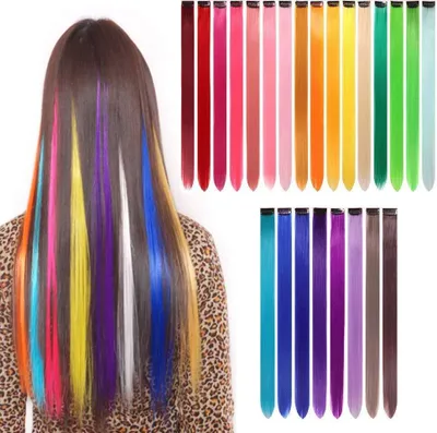 Produktbild von Gotyou Haarteil Party Highlights Bunte Clip, 24 Stück Perücken Haarverlängerungen, Bunte Haarverlängerungen Clip, Perücke für Mädchen Clips, pour DIY Décoration