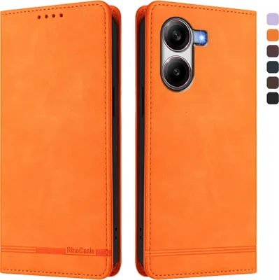 Image de Etui pour Xiaomi Poco X7 Pro, étui rétro en cuirPolyuréthaneavec support et fentes pour cartes Orange