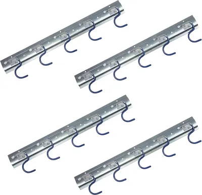 Produktbild von Geräteleiste aus Stahl, 50 cm | Wandhalterung für Geräte | Ordnungsleiste | Werkzeughalter (4er Set)
