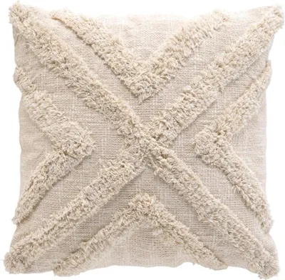 Image de coussin déco - Douceur d'Intérieur - TUFTE SHENY - Coton/Polyester - 40 x 40 cm - Beige