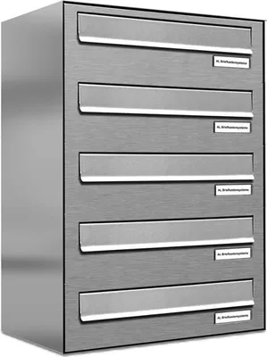 Produktbild von 5er V2A Edelstahl Briefkasten-Anlage Tür- Zaundurchwurf