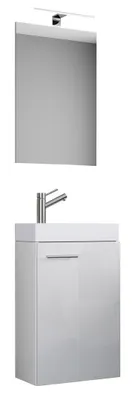 Image de Slito Ensemble de meubles de salle de bain, avec miroir, éclairage inclus, blanc.