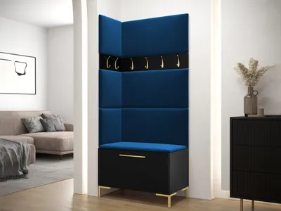 Obrázek produktu pro Stěna do chodby s čalouněnými panely ANDORA 4 - černá / modrá