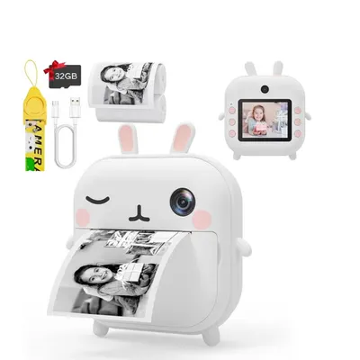 Produktbild von Sofortbildkamera 2,4'' Bildschirm für Kinder mit 32GB Karte & Zubehör Kinderkamera inkl. ZERO INK SOFORTDRUCK 12 MP Dual-Kamera für Kinder