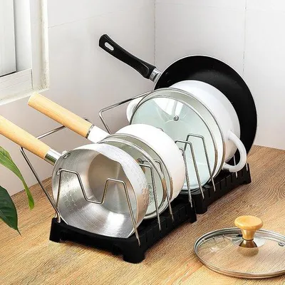 Produktbild von Famanu Küchenhelfer Topfdeckel- und Schneidebrett-Halter - Edelstahl