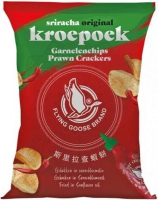 Produktbild von Flying Goose | Garnelenchips Sriracha Original - 80g - Knusprig - Asiatischer Snack - Krustentiere
