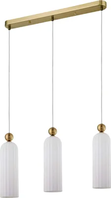 Zdjęcie produktu dla Lampa wisząca Piega biało-złota 3xE14x40W szkło wym:150x55x10cm IP20 Light Prestige