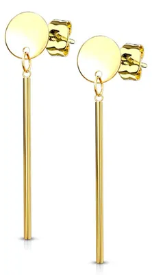 Produktbild von Stab Ohrringe: Runde Ohrstecker Ohrhänger aus Edelstahl Gold