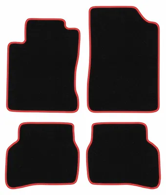 Image de Tapis de sol en moquette pour Mazda MX-3 1991-1998 (coupé) – jeu 4 pièces, noir/rouge, sur mesure – Wielganizator CARLUX