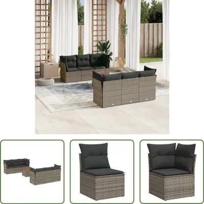 Produktbild von The Living Store 7-tlg. Garten-Sofagarnitur mit Kissen Grau Poly Rattan