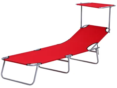 Produktbild von Klappbare Gartenliege mit verstellbarem Sonnendach und 4-fach verstellbarer Rš¹ckenlehne, Rot