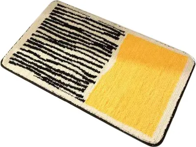 Produktbild von Rechteckiger, rutschfester, dicker, komfortabler, feuchtigkeitsabsorbierender und waschbarer Eingangsteppich, gelb, 40 x 60 cm