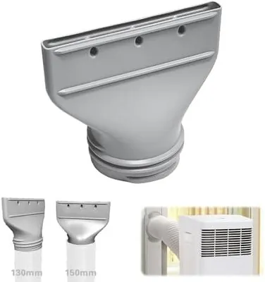 Produktbild von Klimaanlage Abluftschlauch Adapter Flach, Abluftschlauch Klimagerät Adapter 130mm/150mm für Fenster, Zubehör für Mobile Klimaanlage, Abzug, Trockner, Auto