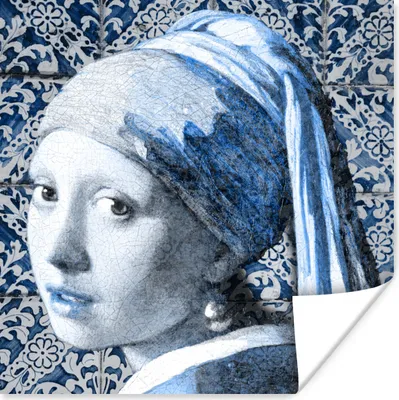 Produktbild von MuchoWow® Poster Mädchen mit Perlenohrring - Johannes Vermeer - Delfter Blau 50x50 cm - Wohnzimmerdekoration