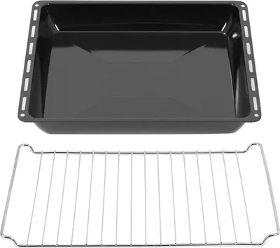 Produktbild von ICQN 42.2 x 37 cm Backbleche & -Gitter Set, 4,5 cm Tief Emailliert Fettpfanne und Verchromt Backofenrost für Backofen & Herd, Kratzfest & Rostfrei, 422 x 370 x 4,5 mm