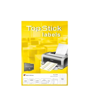 Produktbild von TOP STICK Universal Etiketten 52,5 x 21,2 mm weiß 5.600 Etiketten
