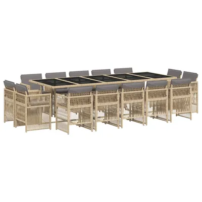 Produktbild von vidaXL 15-tlg. Garten-Essgruppe mit Kissen Beigemischung Poly Rattan