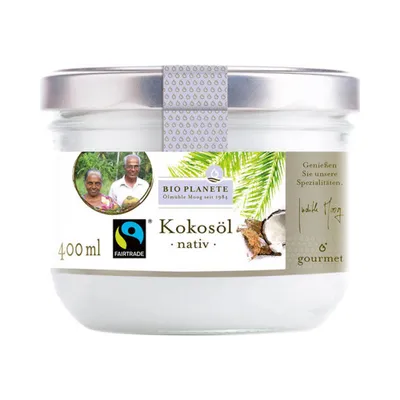 Zdjęcie produktu dla Olej kokosowy - nierafinowany, Fairtrade, opakowanie 6 sztuk, pojemność 400 ml