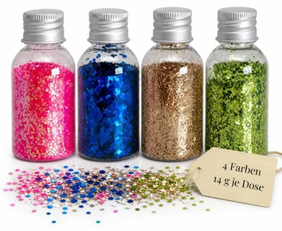 Glitzerpulver 4x14g, bunt, für Basteln und Dekorationen