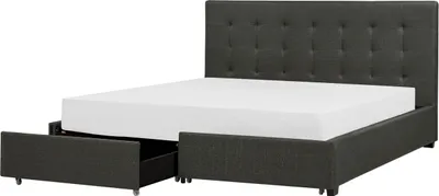 Obrázek produktu pro BELIANI Tmavě šedá čalouněná postel 180 x 200 cm s nádobou a rámem s prošívaným čelo
