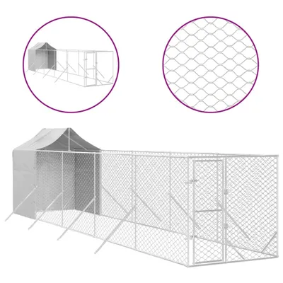 Produktbild von Outdoor-Hundezwinger mit Dach Silbern 2x10x2,5 m Stahl Verzinkt