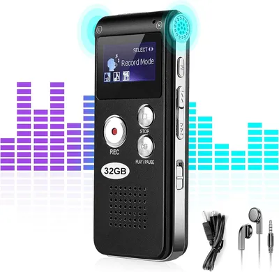 Produktbild von 32 GB Sprachrekorder mit Mikrofon – 1536 kbps HD Digitaler Sprachrekorder mit Schreibfunktion, One-Touch-Aufnahme, Sprach-Audiorecorder