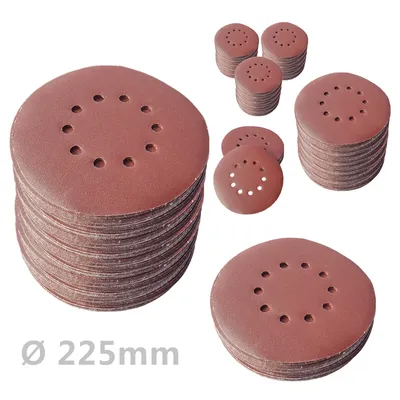 Produktbild von 50x Klett Schleifscheiben Ø225mm Körnung P150 Schleifpapier Trockenbauschleifer BOHRFUX