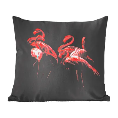 Produktbild von MuchoWow® Zierkissen Sofakissen Wohnzimmer Dekokissen 45x45 cm Flamingo - Rosa - Schwarz - Schlafpolster - Polster für das Sofa