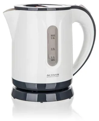 Obrázek produktu pro ACTIVER Plastová konvice SOLLA 0,8 l, 900-1100 W, otočná o 360°, bílo-šedá
