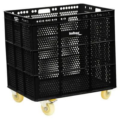 Image de PanierPolyuréthaneAvec Roues Inox Noir - 1