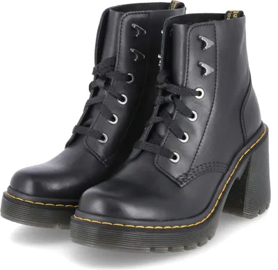 Produktbild von Dr. Martens Jesy 6 Loch Schnür Stiefeletten für Damen aus Leder in Schwarz – 6,5 UK - 40 EU - 8,5 US / Schwarz