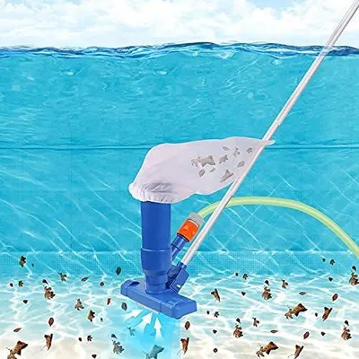 Produktbild von Poolsauger, Pool Bodensauger Set mit Teleskop Aluminiumstange Saugbürste Gartenschlauch-Anschluss, Netzbeuteln Sauger Vakuumsauger bodensauger Reinigungsbürste Pool-Staubsauger mit Handschuhe