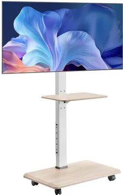 Obrázok produktu pre Uniqoos® Mobilný stojan na televízor s kolieskami – výškovo nastaviteľný a otočný o 25°, pre televízory s uhlopriečkou 32–70 palcov (VESA 100×100–600×400), nosnosť 40 kg