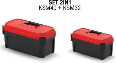 Immagine prodotto di Sada kufrů na nářadí SMART 380x234x225+328x178x160 mm - barva: černá s červeným víkem