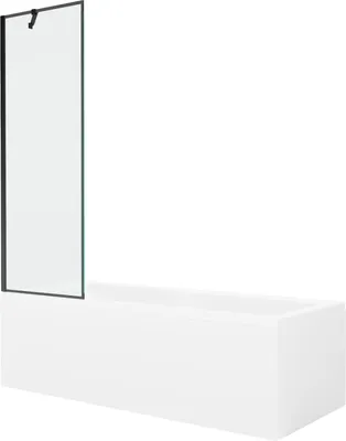 Produktbild von Mexen Cubik rechteckige Badewanne 160 x 70 cm mit Verkleidung und 1-flügliger Duschabtrennung 60 cm, Schwarzes Design - 55031607