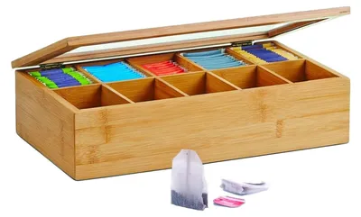 Produktbild von Solidchoice – Aufbewahrungsbox für Teebeutel aus Bambus mit 10 Fächern