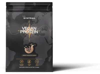 Produktbild von GYMTRAIL® Veganes Eiweißpulver aus Erbsenprotein 500g | Pflanzliches Proteinpulver mit essenziellen Aminosäuren | Ohne Soja und Süßungsmittel mit Birkenzucker | Creamy Chocolate