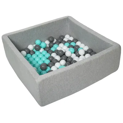 Produktbild von Bällebad für Kinder, 90x90 cm, Spielplatz + 150 Bälle weiß, grau, türkis
