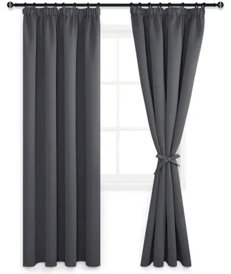Produktbild von Set von 2 Verdunkelungsvorhängen mit Kräuselband, 228 x 117 cm, dunkelgrau