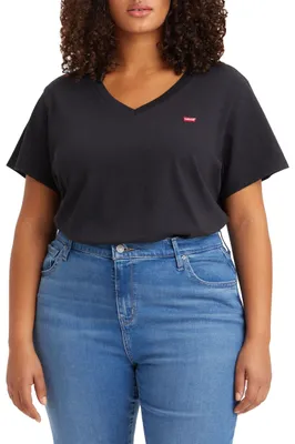 Produktbild von Levi's Damen Plus Size V-Neck Tee T-Shirt, Caviar, 2XL