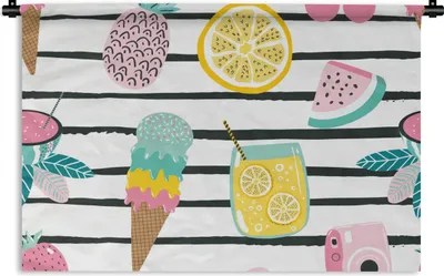 Produktbild von MuchoWow® Wandteppich Wandbehang Sommer - Elemente - Streifen 60x40 cm Tapisserie Dekoration Wandtuch - Wanddekorationen