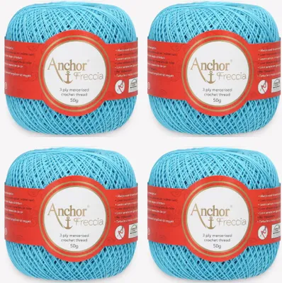 Produktbild von 4x Anchor Freccia 12 – mercerisiertes Baumwollgarn für feine Häkelnadeln (Farbe 01442)