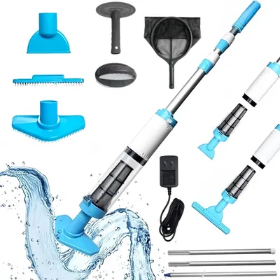 Produktbild von 3-in-1 Kabelloser Poolstaubsauger | Wiederaufladbares Pool-Staubsauger-Set | Sonstiges Poolzubehör Mit Blattnetz -Kit,für Sand und Schmutz,0.25l,Blau