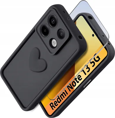 Zdjęcie produktu dla Etui do Xiaomi Redmi Note 13 5G silikonowe MATOWE serce + Szkło ochronne 9H