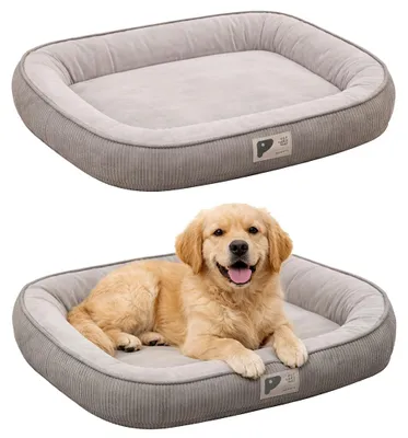 Produktbild von Tierliege Haustierbett für großen Hund und Katze Größe XL 75 × 60 cm – Grau, Premium Velours, extra weich
